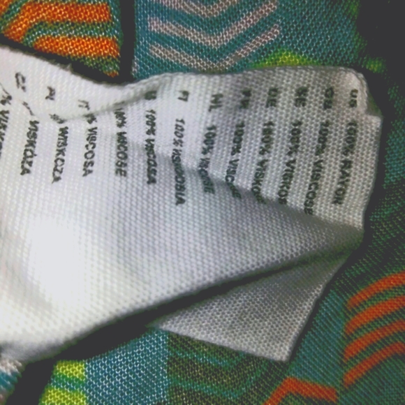 H&M Rayon Chevron Print Teal Orange Skirt - Picture 4 of 7